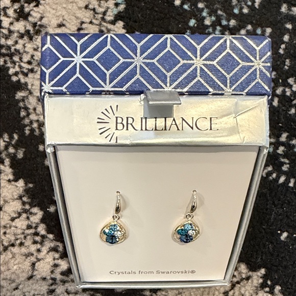 Swarovski Silvertone Shades of Blue Crystals Earrings/NWT - Picture 6 of 12